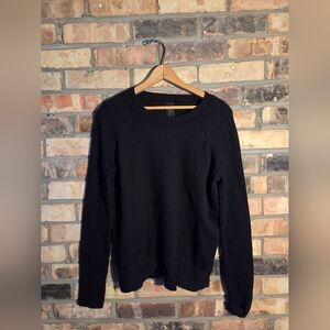 Zero Maria Cornejo Cashmere Silk Black Minimalist Ribbed Sweater Size Mediun